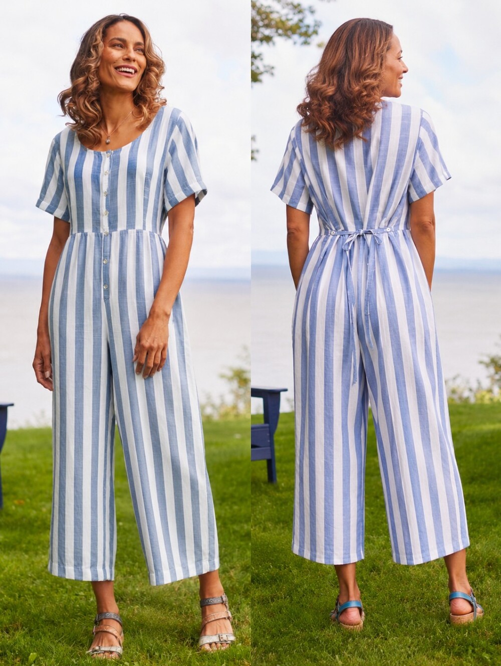 April Cornell Blue Striped Bahama Cotton Jumper